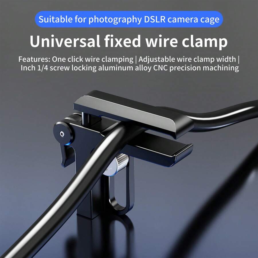 Universal Cable Clamp, One-Touch Lock & Adjustable Width Wire Fixer, Fits Camera Cage, Protective Frame And Quick Release Plate With 1/4" Screw Hole - View 1