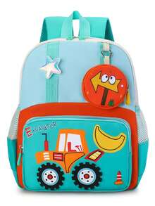 New Neutral Contrast Color Tractor Backpack, Lightweight And Comfortable, Suitable For Casual Travel And As A School Bag - Green - View 5