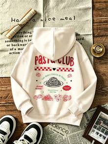 Toddler Girls Pasta Club Graphic Sweatshirt, Casual Long Sleeve Sweatshirt - Apricot - View 4