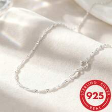 S925 Sterling Silver Water Wave Chain Necklace, Classic Neck Jewelry, Bright White Chain, Gift For Women, Daily Use - White - View 12