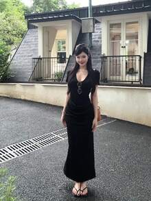 Women Long Dresses - Black - View 4
