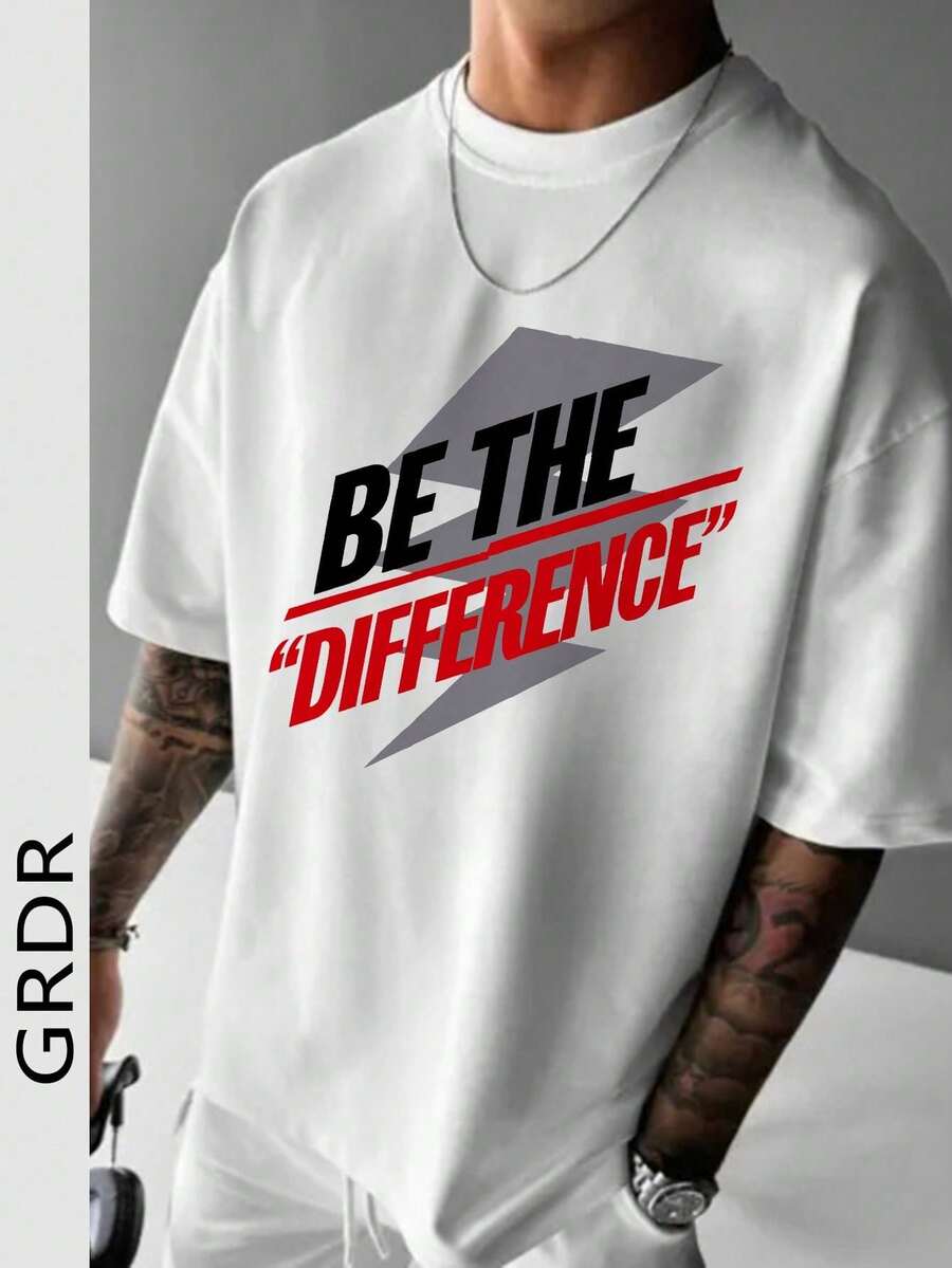 GRDR Men's Retro American Pattern Print Loose Crew Neck Short-Sleeve T-Shirt, Comfortable And Breathable, Perfect For Summer, Leading The Fashion. - 白色 - 查看 1