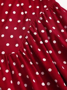 ghadjgyjad  Vestido largo con tirantes finos, espalda anudada y estampado retro de lunares estilo francés, en color rojo lunares para vacacion - Blanco - Ver 6