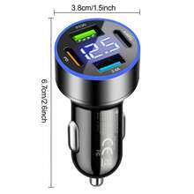 USB C 快充車充，4 埠 30W 金屬車用手機充電器附電壓表，2 個 USB-C 與 2 個 USB-A 12V-24V 點菸器 USB 充電適配器，相容 iPhone 17 16 15 Pro Max、Galaxy S26 S25 - 均碼 - 查看 3