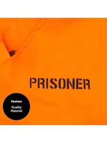 1 Set Kostum Cosplay Dewasa Peran Narapidana Seragam Penjara <Termasuk Atasan + Celana> - Burnt Orange - View 6
