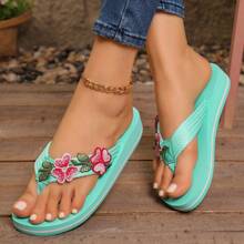 Women's Summer New Wedge Platform Flip Flops, Comfortable Breathable Non-Rubbing Beach Sandals, Versatile Slippers - Cadet Blue - View 15