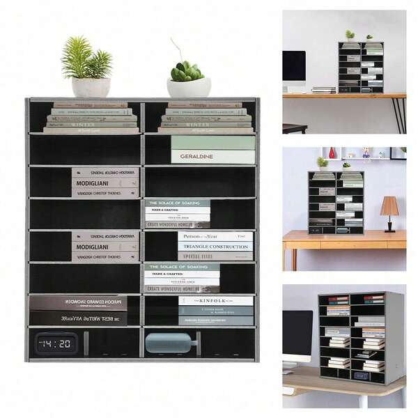 Modern 16-Slot Documents Organizer, 8 Tiers Store Books Organizer, Emails Paper Storage Holder, For Offices, Classrooms, Study Rooms
