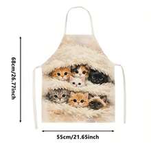 1 pièce Tablier imprimé chat empilé de style dessin animé - Design sans manches, coupe durable et confortable, avec motifs de chats multicolores noir, blanc et orange, convient pour la cuisine, la cuisson et le nettoyage de la maison, le nettoyage ménager, le tablier de ménage, l'uniforme de maison, le tablier de jardinage peint à la main fait main, cadeau de vacances amusant - Multicolore - Voir 12