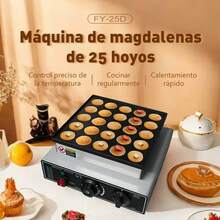 Maquina De Panqueques 25 Hoyos Antiadherente Con Control De Temperatura Calentamiento Rapido Para Hogar Y Negocios - Negro - Ver 4