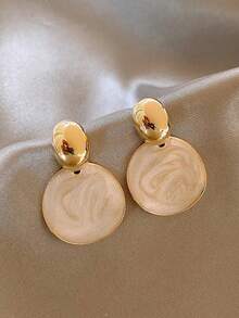 1 Pair Gold Gradient Geometric Bead Stud Earrings For Women, Niche Minimalist Luxury High-End Elegant Versatile Ear Jewelry - Gold - View 4