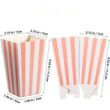 24PCS/12PCS Striped Popcorn Paper Boxes - Carnival Party Mini Paper Popcorn Candy Containers Movie Night Party Supplies Light Pink - Baby Pink - View 2