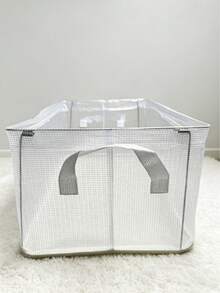 Caja de almacenamiento de PVC transparente de gran capacidad, caja organizadora de ropa plegable con marco de acero, contenedor de almacenamiento multiusos para el hogar para dormitorio & armario, decoración práctica para el hogar, ideal para vestidos, ropa de invierno, camisas y pantalones - transparente - Ver 8