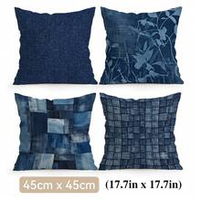 4pcs/1pc Blue Textured Abstract Pattern Pillow Covers, Without Inserts, Single-Sided Printed Pillow Covers, Suitable For Living Room Bedroom Home Decor, All Season Pillow Covers - Multicolor - View 16