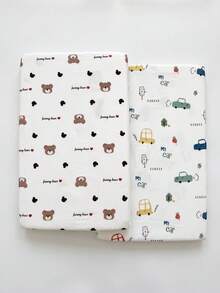 2pcs Soft Comfortable Breathable Baby Animal Pattern Fitted Sheets (39.37*23.62) Inch, (47.24*23.62) Inch, (51.96*28.34) Inch - Multicolor - View 25