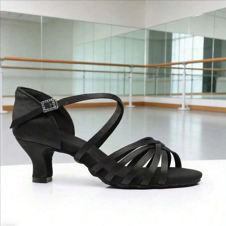 5cm/7cm Heel Latin Dance Shoes, Satin Material, Suitable For Professional Dance Hall, Adult Dance Practice, 3 Color Options