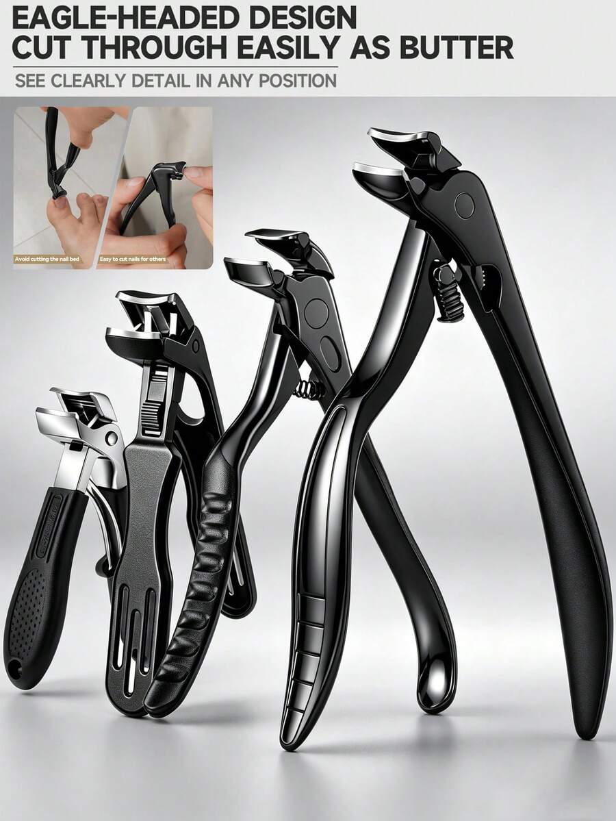 Large Curved Toe Nail Clipper, Thick & Hard Nail Specialized, For Elderly & Pregnant Women, Sharp Stainless Steel Trimming Tool, No Bending Required, Ergonomic Design, Unisex - Multicolor - View 1