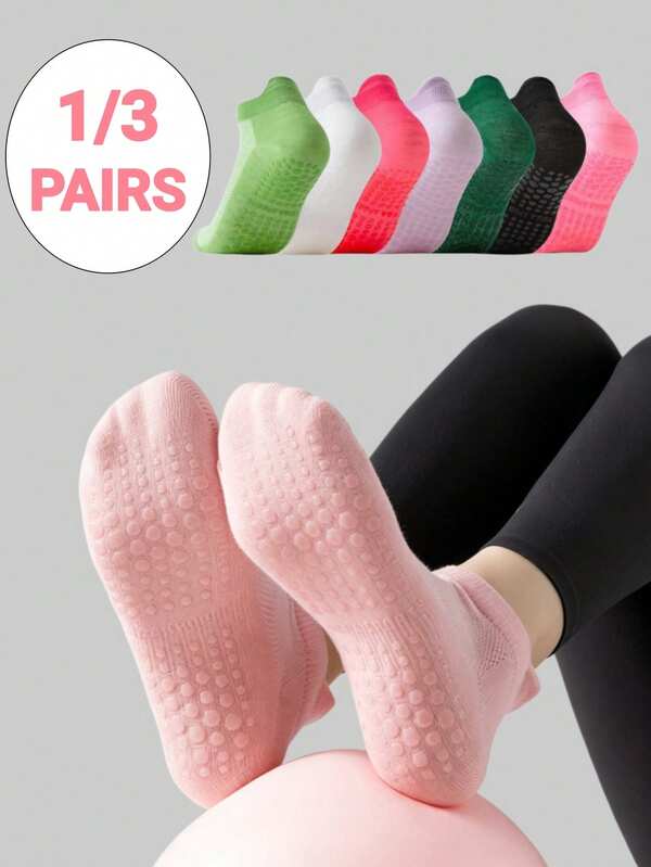 1/3 Pairs Non-Slip Breathable Sports Boat Socks, Silicone Non-Slip Mesh Short Socks, Dance Socks, Yoga Socks, Suitable For Indoor Fitness, Pilates, Outdoor Running, Cycling, Foot Protection Short Socks, Unisex Sports Boat Socks, Low-Cut Yoga Socks