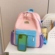 1 pieza Mochila de moda con colores de dopamina, Mochila unisex, Mochila escolar de bloques de color para estudiantes, Mochila de estudiantes con múltiples bolsillos para viajes de verano, vacaciones, artículo de viaje esencial para estudiantes de primaria, secundaria, preparatoria y universidad, Bolso de mujer de alta calidad, Excelente regalo para vacaciones - Multicolor - Ver 6