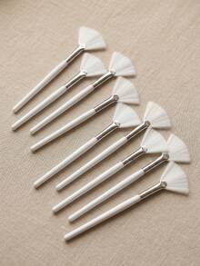 2/4/10/15/20 Pcs White Soft Fan Brush, Suitable For Facial Care - Perfect For Peel-Off Masks And Basic Facial Skincare Contour Brush, Blush Brush, Bronzer Brush, Powder Brush, Foundation Brush, Blush Brush - White - View 6
