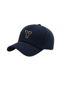 1pc Children's Navy Blue Baseball Cap, Customized A-Z Nude Letter Embroidery Adjustable Sun Hat, Suitable For 3-16 Years Old Outdoor Camping Travel Sports - Navy Blue - View 11