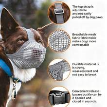 (1pc) Breathable Mesh Dog Muzzle For Long Snout Breeds, Adjustable Dog Mouth Cover, Anti-Bite Anti-Scavenge Anti-Bark Muzzle Allows Drinking & Panting For Labrador, Golden Retriever, Border Collie Medium Large Dogs - Grey - View 8