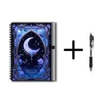 1 Set Dreamy Starry Sky Style 2D Cover Spiral Coil Notebook Set With Pen, 100 Pages 50 Sheets, Exquisite Pattern "Magic In The Moonlight". Suitable For Back To School, Work And Study Scenes, Great For Journaling, Daily Planning Or As A Memo, Also A Thoughtful Gift Choice For Graduation And Birthdays. - M - View 4
