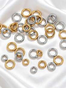 50 piezas de anillos de salto cerrados sólidos de acero inoxidable, anillos espaciadores de varios tamaños para hacer pulseras y collares DIY - Cuentas espaciadoras - Ver 5