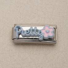 1件 金色與銀色調義大利模組化手鍊鏈條,「Pretty/Cute」字母與花朵琺瑯吊飾,馬卡龍色可愛風DIY珠寶配件 - 長條模組 - 查看 13