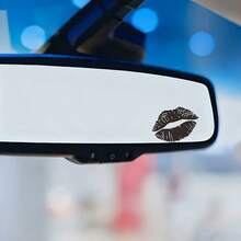 Red Lips Design, Fantasy Cartoon Theme, Self-Adhesive Rearview Mirror Car Sticker, Glossy Surface, Asymmetrical Shape, Suitable For Car, Motorcycle, Laptop, Glass Surface Decoration Sticker - A - View 5