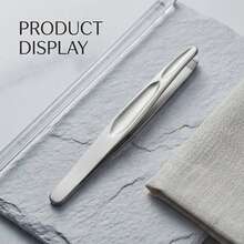 1pc Silver Stainless Steel Round Tip Beard Tweezers For Men, Thickened Eyebrow And Body Hair Plucker Tool - C-Silver - View 3