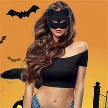 1pc/Set-Animal Costume Props, Cat Fox Mask, Fluffy Tail Decoration, Cosplay, Cosplay, Long Haired Fox Mask, Tail, Halloween White Plastic Half Face Mask, Makeup Ball, Carnival - Mask Tail - View 7