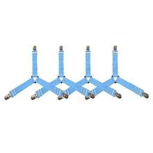 4 piezas Sujetadores de sábana triangulares antideslizantes - Clips de metal ajustables con correas elásticas, adecuados para cojines de sofá y ropa de cama - Correas invisibles prácticas - Negro - Ver 15