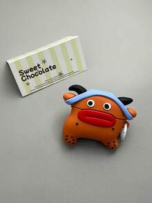 1Pc 3D Cute Big Mouth Monster Silicone Earbuds Case With Plastic Ring Hook, Shockproof Protective Cover Compatible For AirPods2/1/3/4 & Pro/Pro2/Pro3, Portable For Airport Travel Daily Commute & Outdoor, Funny Cartoon Monster Style Earphone Accessory - Multicolor - View 5
