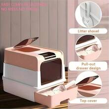 Enclosed Litter Box With Front Entry Top Exit Design, Anti Tracking & Odor Control Covered Litter Pan, Pull-Out Design, Easy Clean Litter Box For Indoor Cats,Cat Stuff,Cat Accesorries,Cat Supplies,Pet Supplies,Kitten Stuff,Halloween - L - View 8
