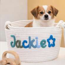 Personalized Braided Rope Pet Toy Storage Basket, Custom Pet Name Gift Basket, Travel Storage Bag, Tote Bag For Pet Lovers, Home Decor Pet Supplies - Multicolor - View 88