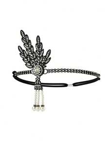 1 pieza D EXCEED Diadema de Flecos con Strass y Perlas Estilo Flapper del Gran Gatsby, Tocado de Disfraz Art Decó de los Años 20 para Fiesta, Boda y Cosplay - multicolor - Ver 13