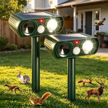 ENSSU Pengusir Hewan Bertenaga Surya, Pengusir Kucing dan Rusa Ultrasonik untuk Luar Ruangan dengan Sensor Gerak dan Lampu Berkedip, Tahan Air, Pengusir Kelinci, Tupai, dan Rakun untuk Halaman dan Taman. - MultiWarna - View 2