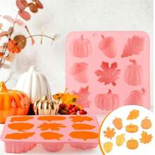 3D Pumpkin Silicone Mold - Fall/Halloween/Thanksgiving Candy Molds With Autumn Maple Leaf & Acorn Shapes, Baking Tray For Cake Decoration, Cupcake Toppers & Resin - Multicolor - View 3
