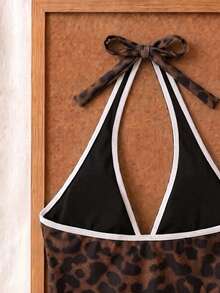Set Bikini Model Halter Neck Motif Leopard, Polka Dot, Warna Blok, dan Polka Dot Terbaru untuk Musim Panas, Cocok untuk Liburan Pantai dan Pakaian Kasual. - MultiWarna - View 6