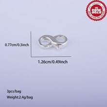 3pcs/Bag S925 Sterling Silver Jewelry Accessories, Figure 8 Double-Ended Spring Clasp, Connector, Suitable For DIY Jewelry, Beaded Bracelet Clasp, 925 Silver Jewelry Making Material Kit - Silver - View 9