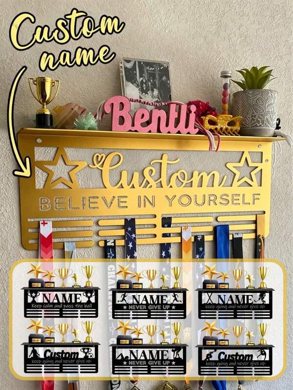 Anpassbarer Wandhalter aus Metall für Medaillen & Trophäen, Sport-Auszeichnungshalter, Sport-Display Metall Wandmontage Trophäen- & Auszeichnungshalter