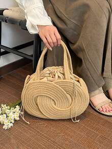 Fashionable Woven Shoulder Bag For Spring 2026, Suitable For Daily Use, Casual Outings, Travel, And Vacations - Khaki - View 5