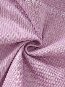 Baby Girl Light Purple Collared Long Sleeve Jacket, Colorful 3D Flower Decoration, Vertical Stripe Texture, Single-Breasted With Flap Chest Pocket Design, Sweet Casual Style - Purple - View 9