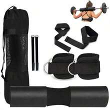 6pcs/Set Long Handle Knee Pads Kit - Shoulder Pads, Wrist Guards, Knee Straps, Storage Bag, Suitable For Knee Bending, Hip Lift, Weightlifting, Strength Training - Multicolor - View 2