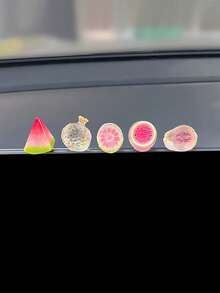 5PCS Ice Clear Fruit Car Ornament, Creative Mini Center Console Simulation Fruit, Car Decoration Ornament - A - View 9