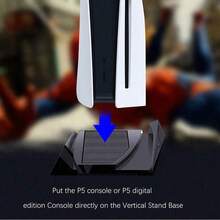 P/S5 垂直置物架 防滑底座支架，相容於 Play/Sta/Tion 5 光碟版與數位版遊戲主機配件底座 - 黑色 - 查看 7