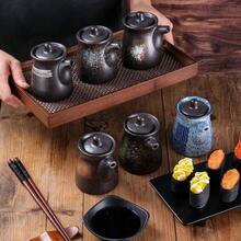 - Botella de condimento con tapa de cermica japonesa para vinagre y salsa de soja, dispensador de aderezo con vertedor, tarro de condimentos lquidos de cermica retro para cocina - negro-verde - Ver 7