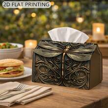 1pc Elegant Dragonfly Tissue Box Holder With Exquisite Craft Print - Decorative Tissue Box, Suitable For Entryway, Kitchen, Vanity - Christmas, Birthday, Housewarming Gift - Tissue Box - Multicolor - View 8