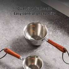 Stainless Steel Mini Soup Pot, Multifunctional Cooking Pot, Oil Splash Pot, Butter Pot, Household Hot Oil Special, Kitchen Oil Pouring And Burning Tool, Wooden Handle Hanging Rope Sauce, With Pouring Port - 500ML - View 7