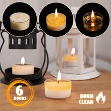 50/120 Pack Natural Unscented Soy Wax Tealight Candles, Paraffin-Free Mini Tea Lights, Up To 6 Hours Long Clean Burn Time, Bulk Multipurpose Candles Perfect For Daily Dinners, Power Outage Emergency Lighting & Table Decorations - 6Hour - View 6